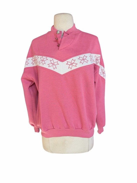 Vintage Tops - Late 80s/90s EB Sport Bubblegum Pink Mock Neck Collar w/3 Button Quarter-Placket